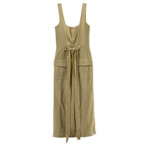 Usisi Sister 'Leah' Yellow Cotton Tie-Detailed Gauze Midi Dress Size XS